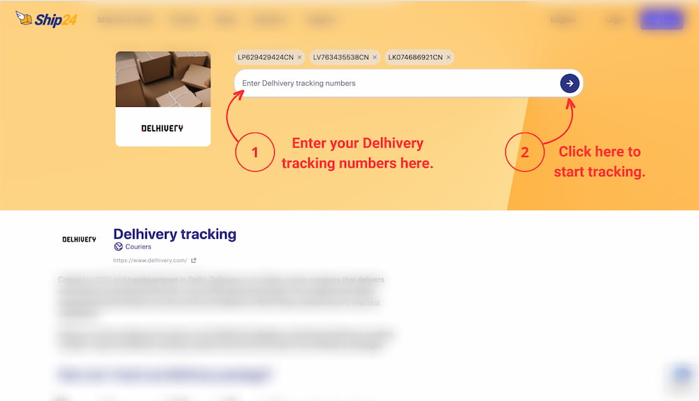 Delhivery tracking on Ship24