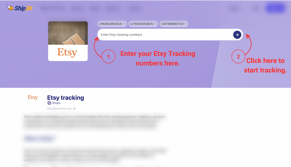 Etsy tracking on this page