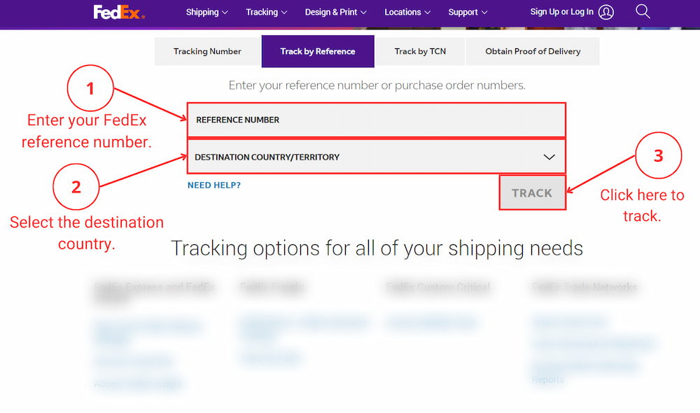 FedEx tracking with reference number