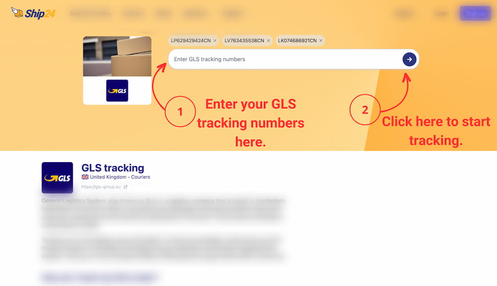 GLS tracking on Ship24