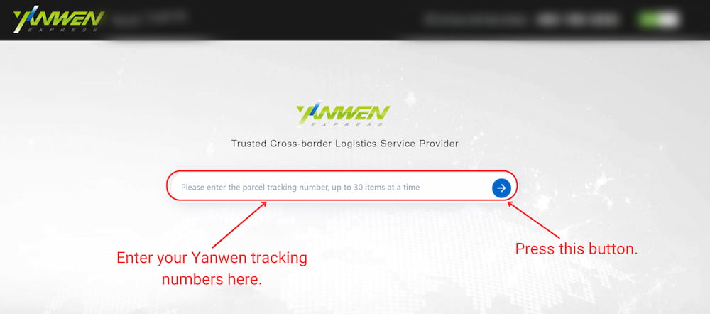Yanwen tracking on website